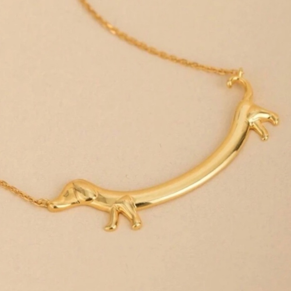 Gold Wiener Dog Necklace